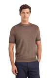 Walnut short-sleeved, wool and silk blend crew neck
