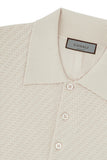 Off-white cotton and silk regular fit polo shirt with microstucture