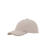 Beige baseball cap in a wool and linen blend with nappa leather details