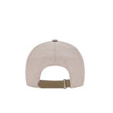 Beige baseball cap in a wool and linen blend with nappa leather details
