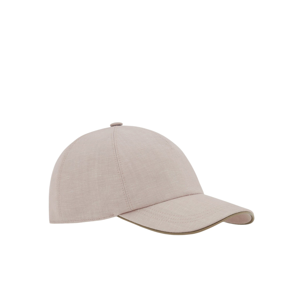 Beige baseball cap in a wool and linen blend with nappa leather details