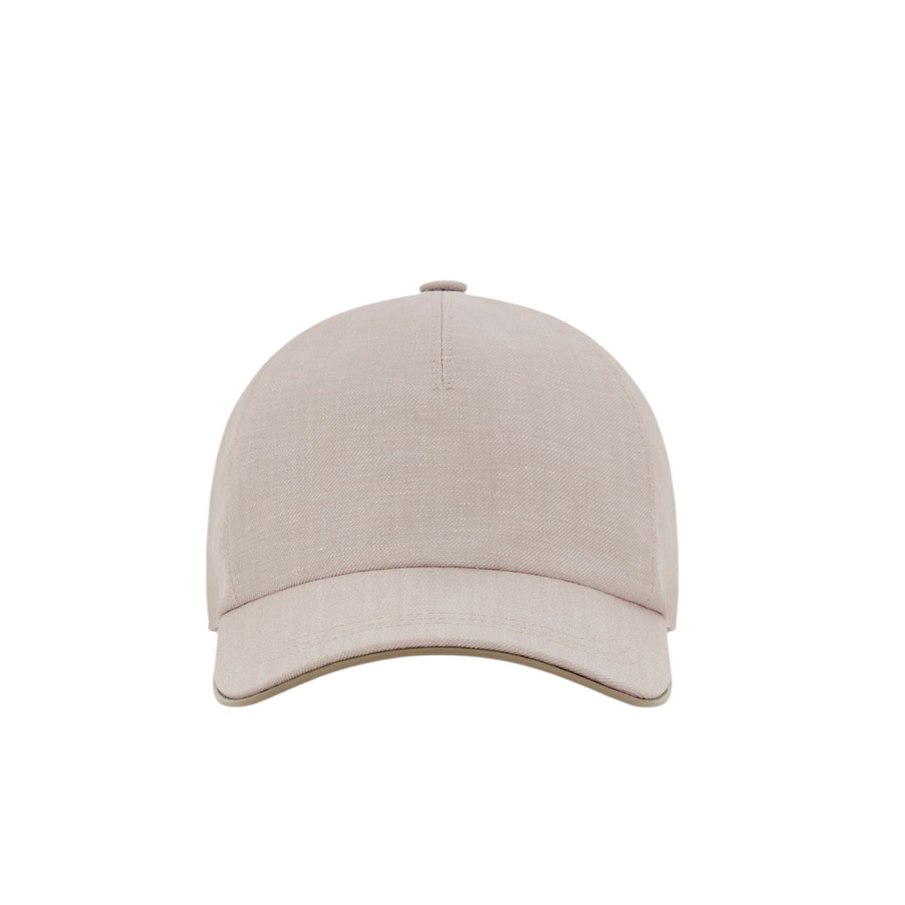Beige baseball cap in a wool and linen blend with nappa leather details