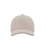 Beige baseball cap in a wool and linen blend with nappa leather details