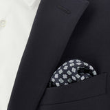 Blue pure silk pattered motif pocket square