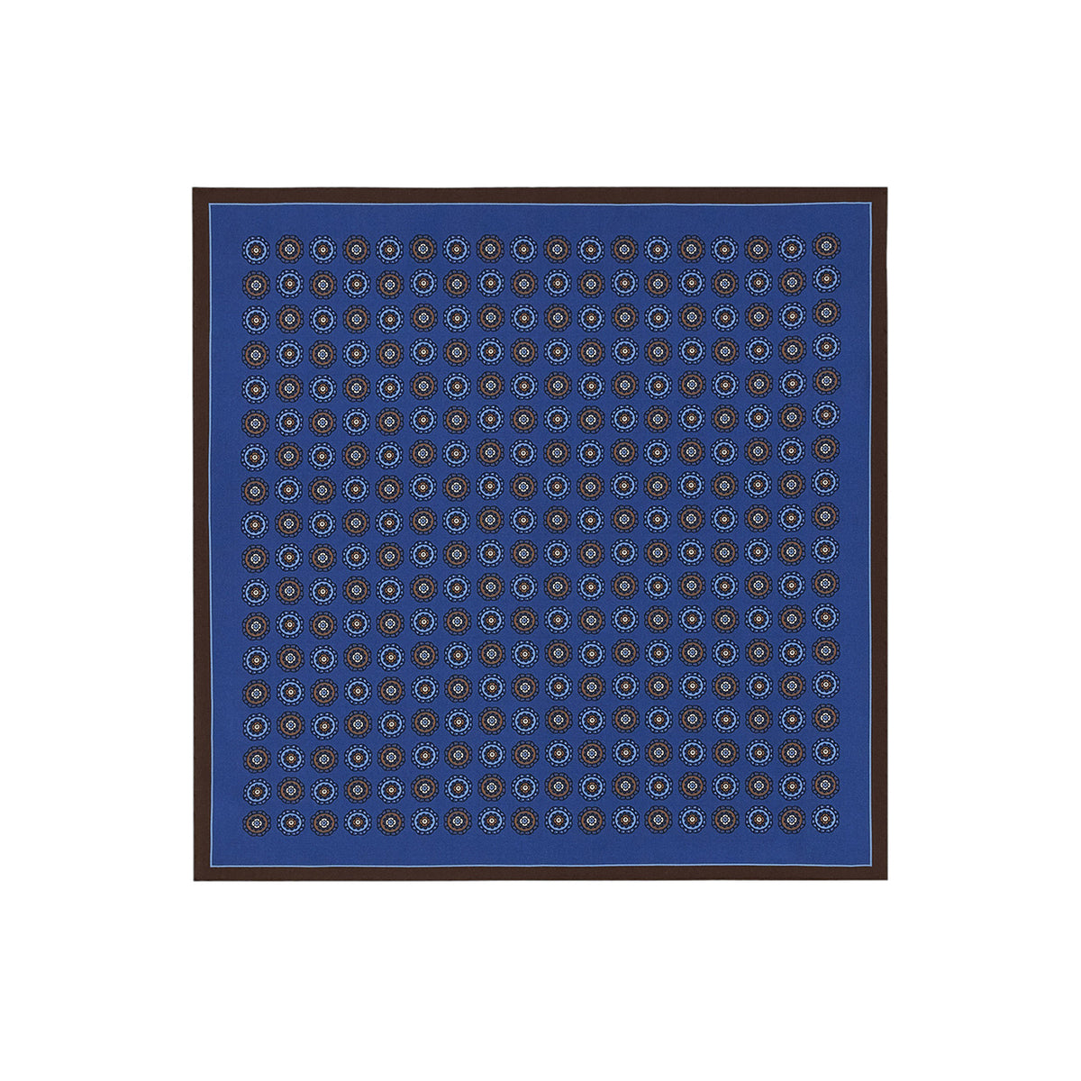 Blue pocket square in pure printed silk with a patterned motif