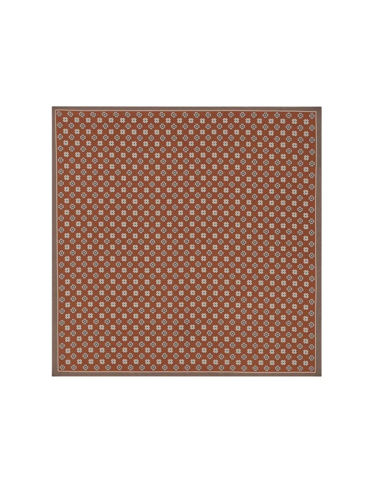 Brown silk printed pocket square