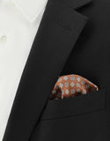 Brown silk printed pocket square