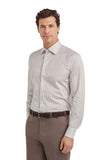 Impeccabile white cotton regular-fit shirt with gray stripes