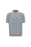 Brianza green cotton and modal polo shirt with vertical workmanship
