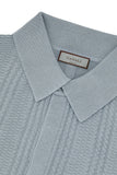 Brianza green cotton and modal polo shirt with vertical workmanship