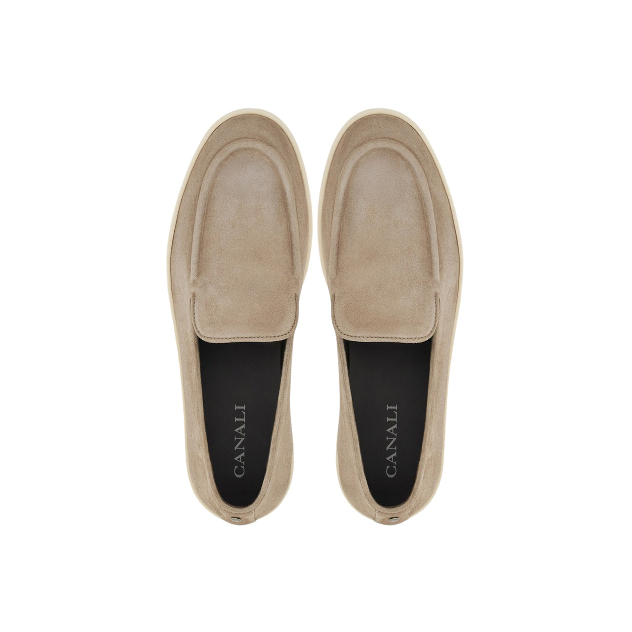 Brown suede loafers with rubber sole