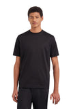 Black lisle cotton T-shirt with double collar