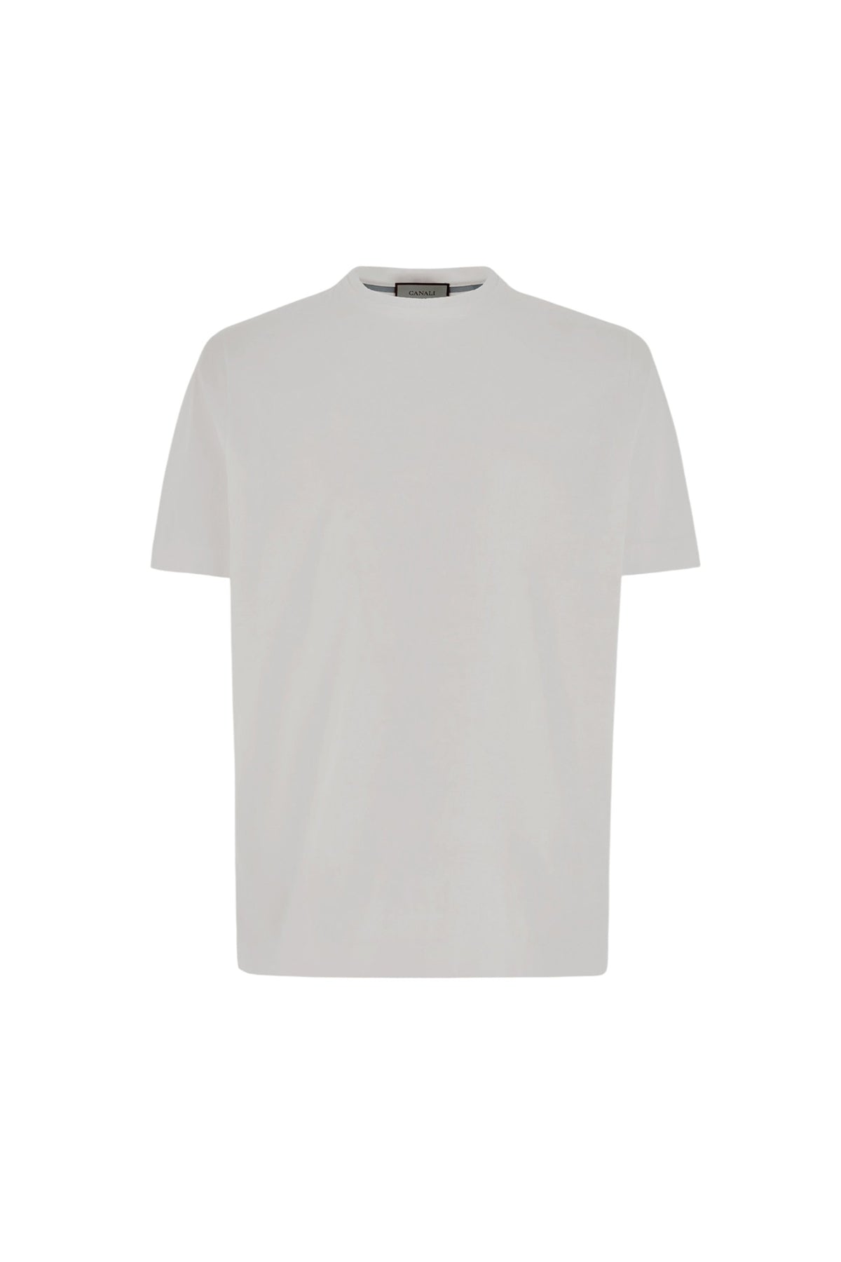 Men's white lisle cotton T-shirt with double collar