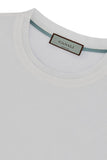 Men's white lisle cotton T-shirt with double collar