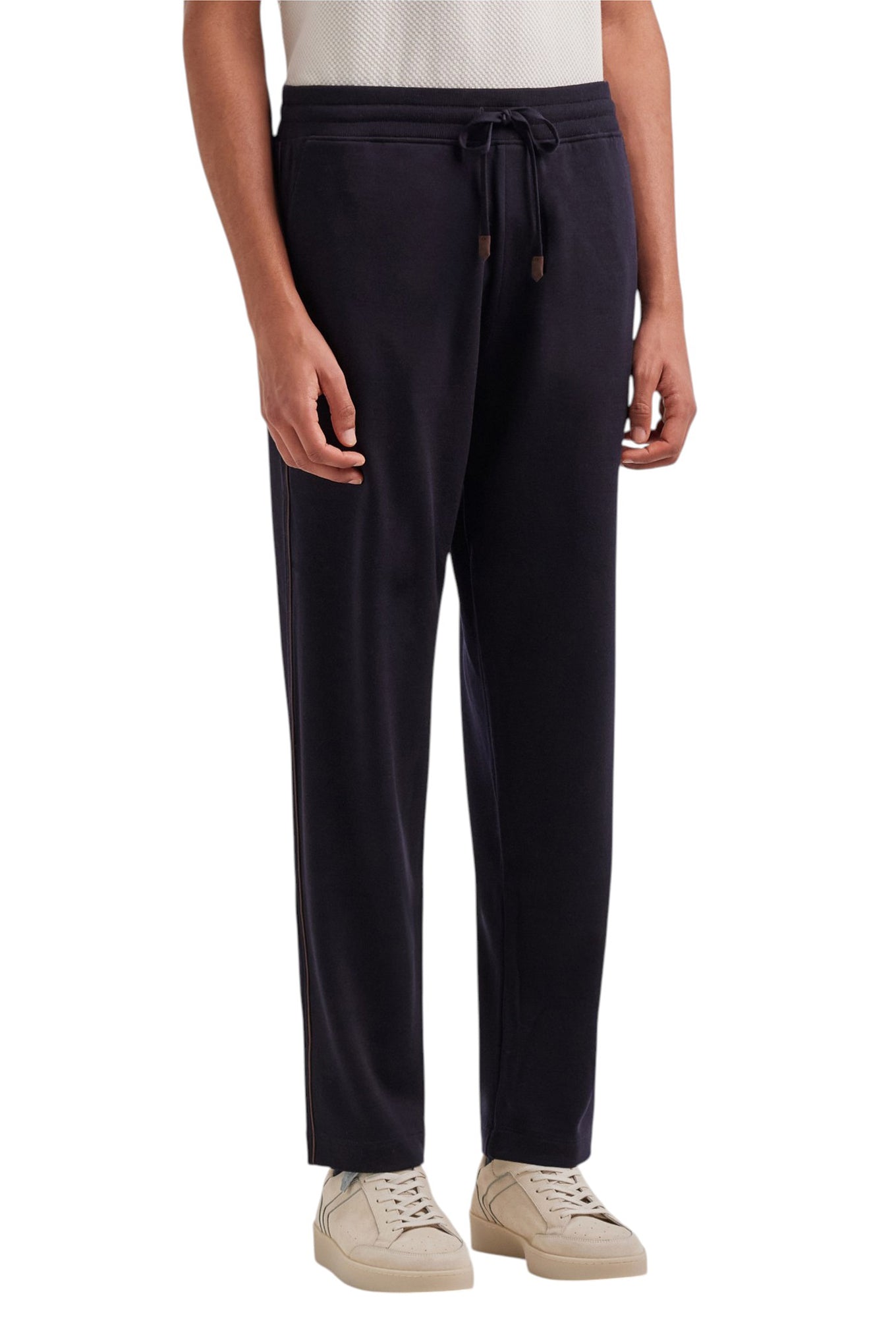 Blue Impeccabile wool joggers with contrasting piping
