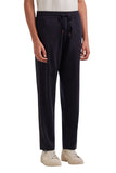 Blue Impeccabile wool joggers with contrasting piping