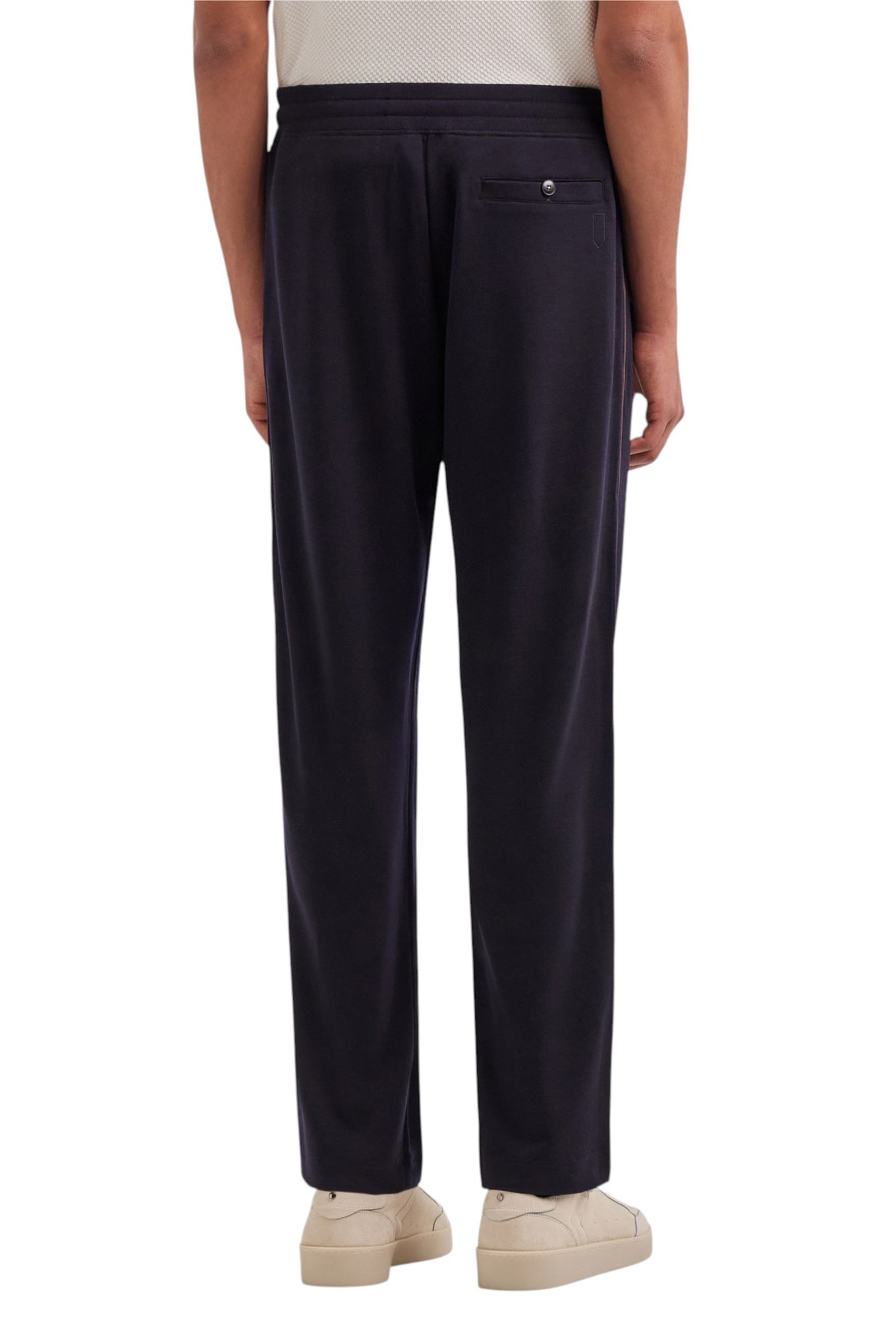 Blue Impeccabile wool joggers with contrasting piping