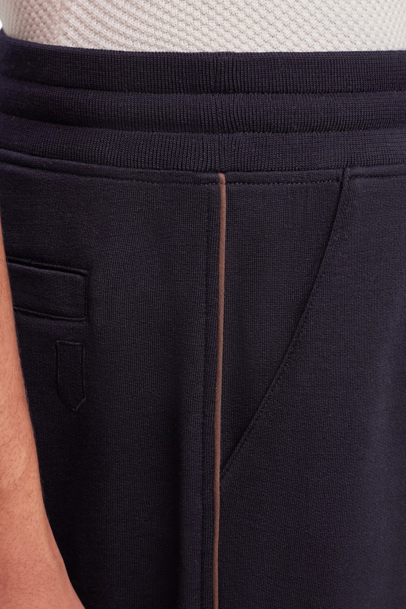 Blue Impeccabile wool joggers with contrasting piping
