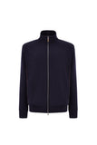 Impeccabile wool blue zippered sweatshirt with contrasting piping detail