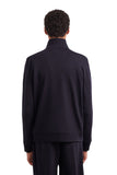 Impeccabile wool blue zippered sweatshirt with contrasting piping detail