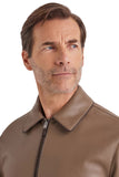 Sand-colored lambskin nappa jacket with woven details