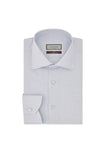 White and light blue 140/2 cotton plaid regular-fit formal shirt