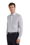 White and light blue 140/2 cotton plaid regular-fit formal shirt