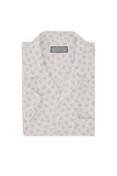 White and green printed linen and cotton boxy-fit shirt