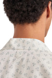 White and green printed linen and cotton boxy-fit shirt