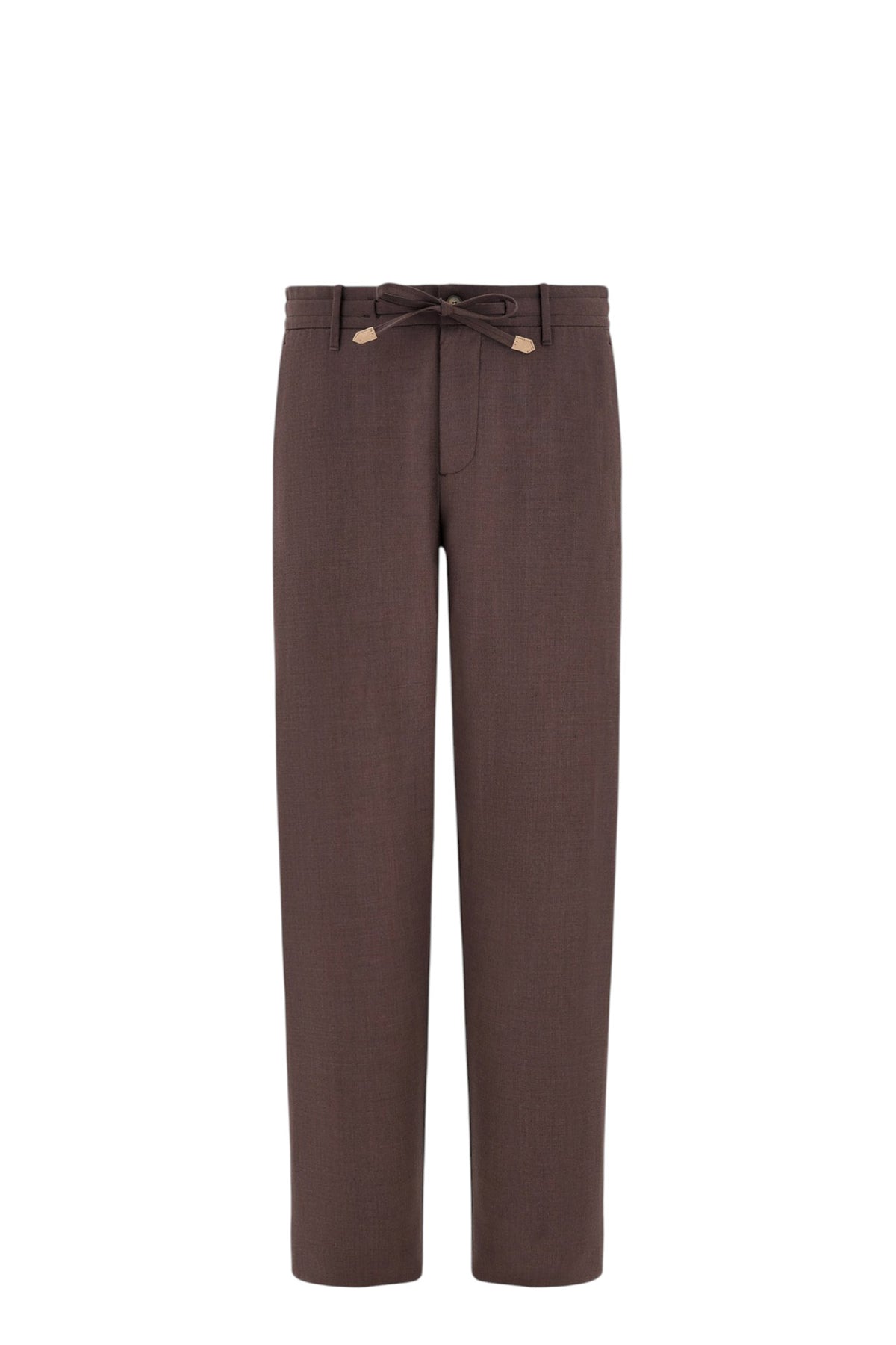 Dark brown washable Impeccabile wool regular fit pants