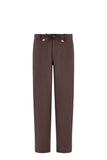 Dark brown washable Impeccabile wool regular fit pants