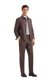 Dark brown washable Impeccabile wool regular fit pants