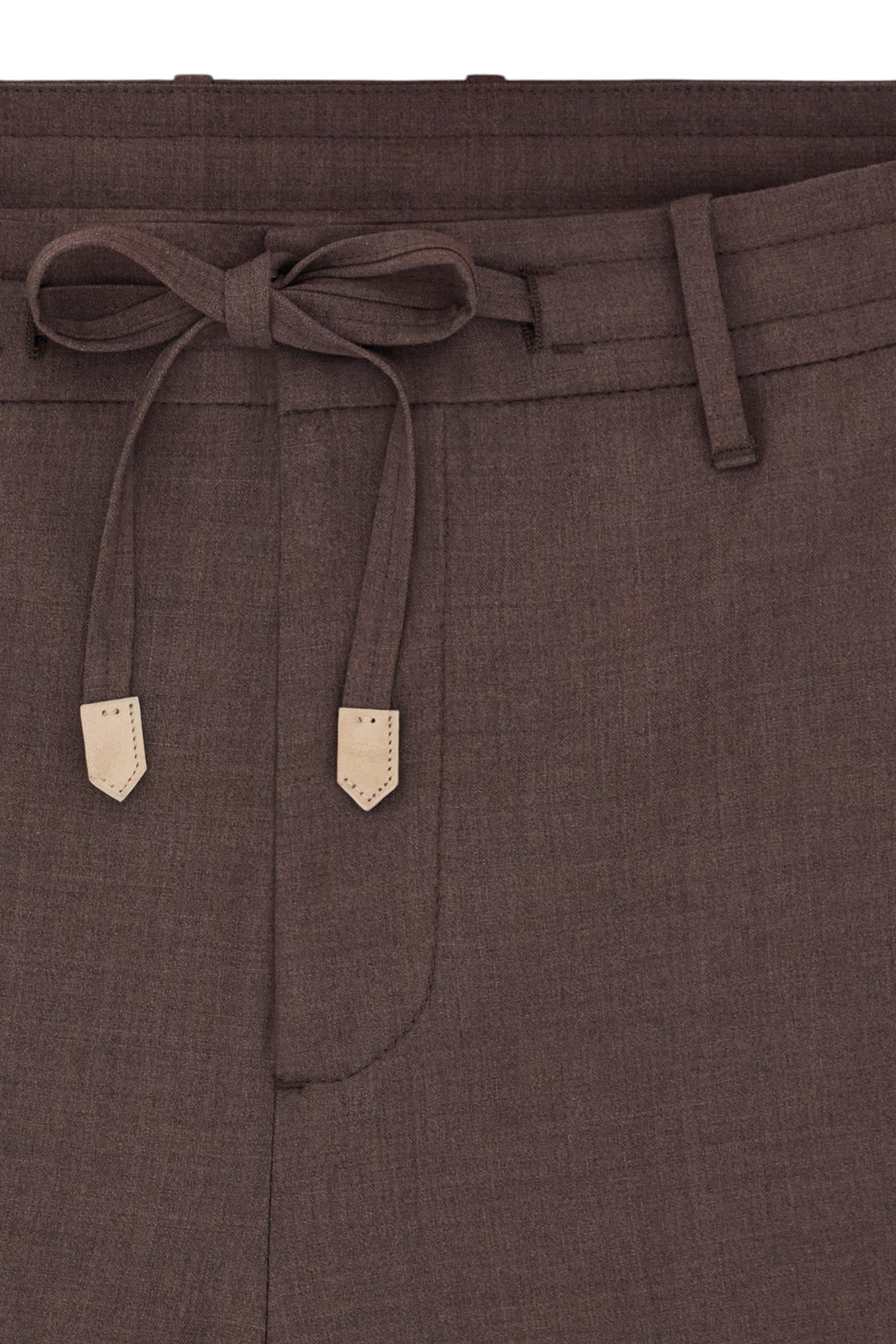 Dark brown washable Impeccabile wool regular fit pants