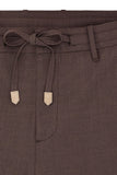 Dark brown washable Impeccabile wool regular fit pants