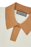 Off-white cotton and silk polo shirt with macrostuctured texture