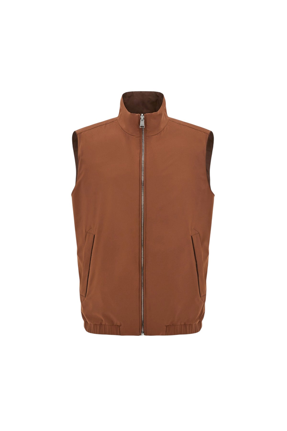Canali Nuvola burnt brown reversible vest in technical fabric with membrane