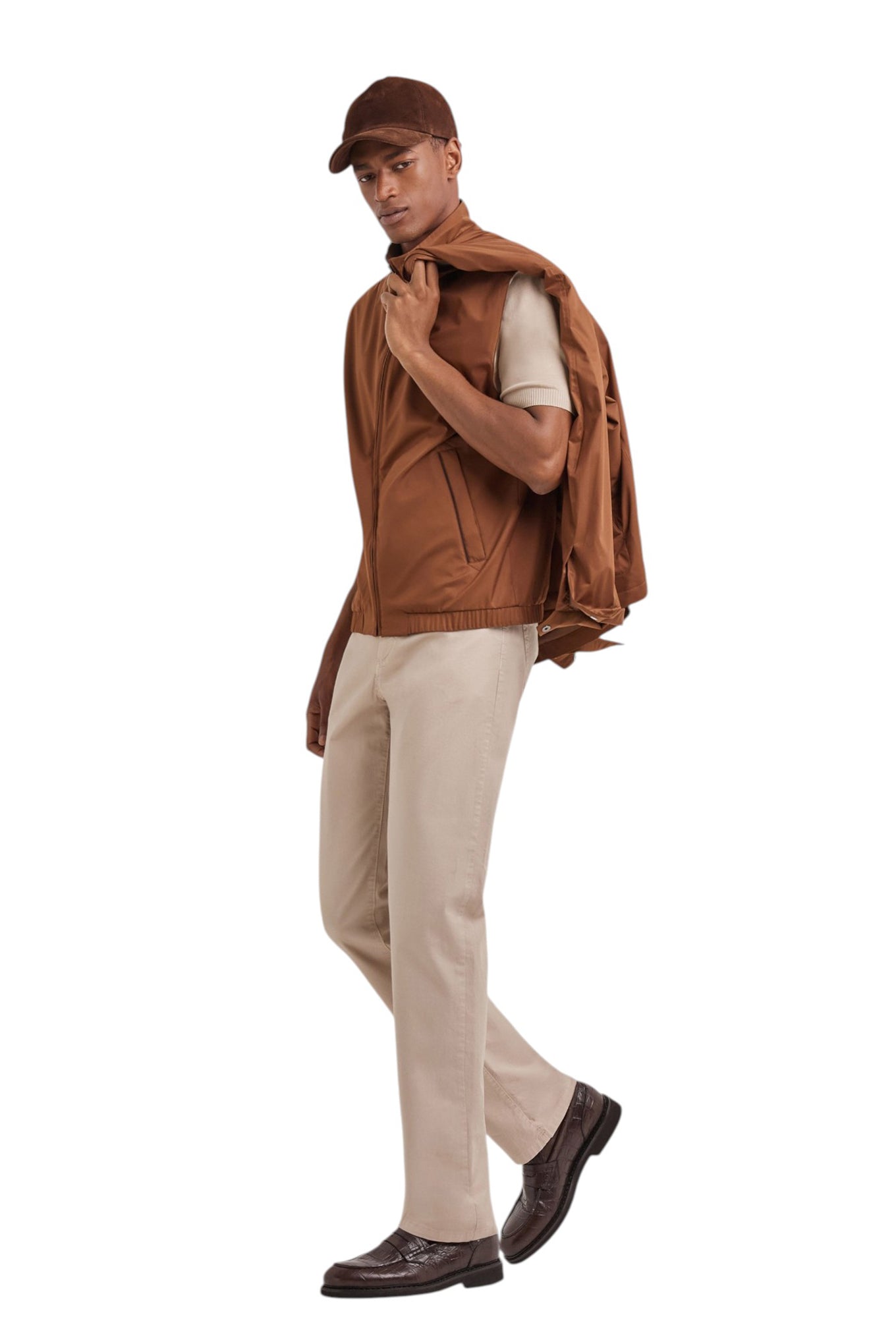 Canali Nuvola burnt brown reversible vest in technical fabric with membrane