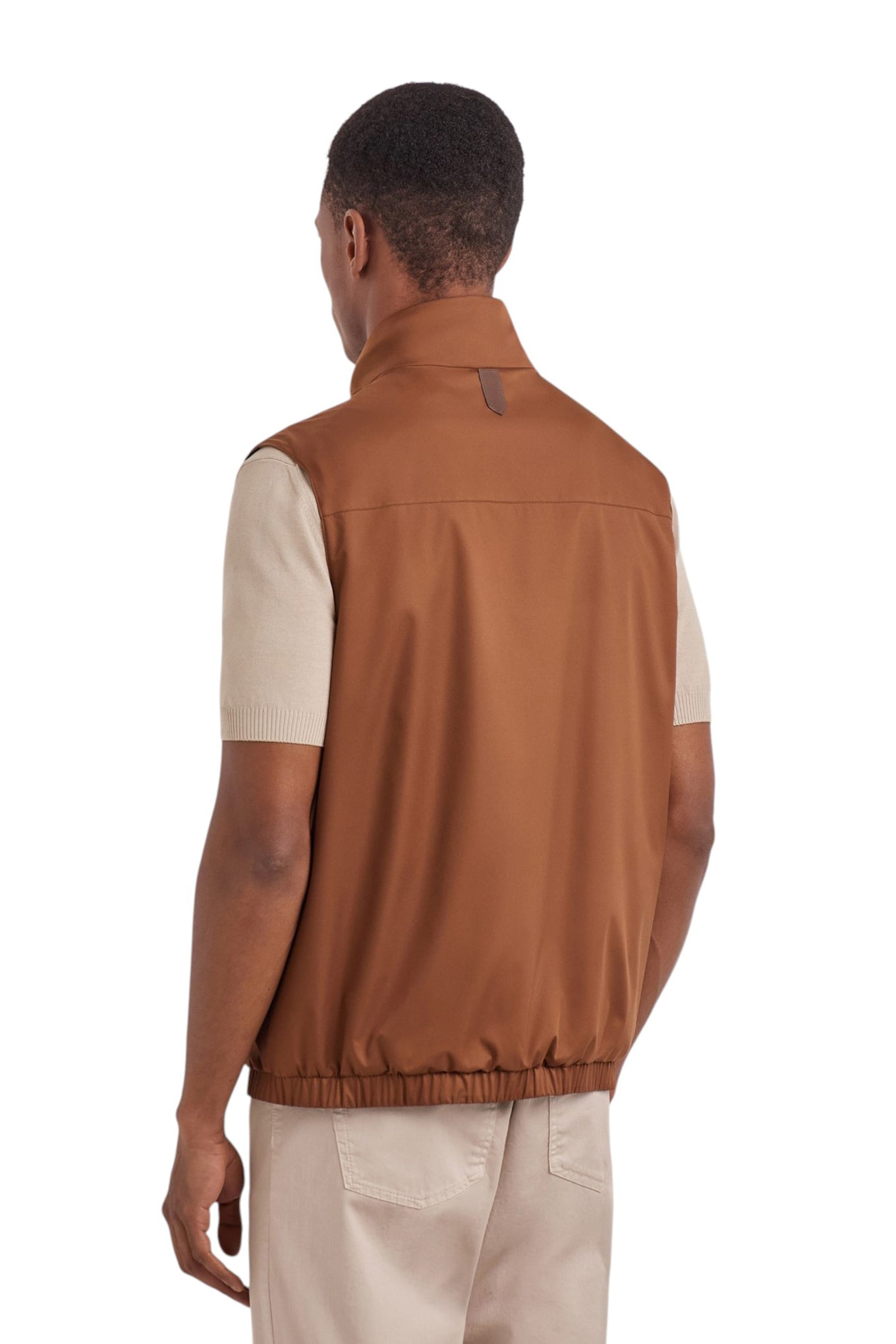 Canali Nuvola burnt brown reversible vest in technical fabric with membrane