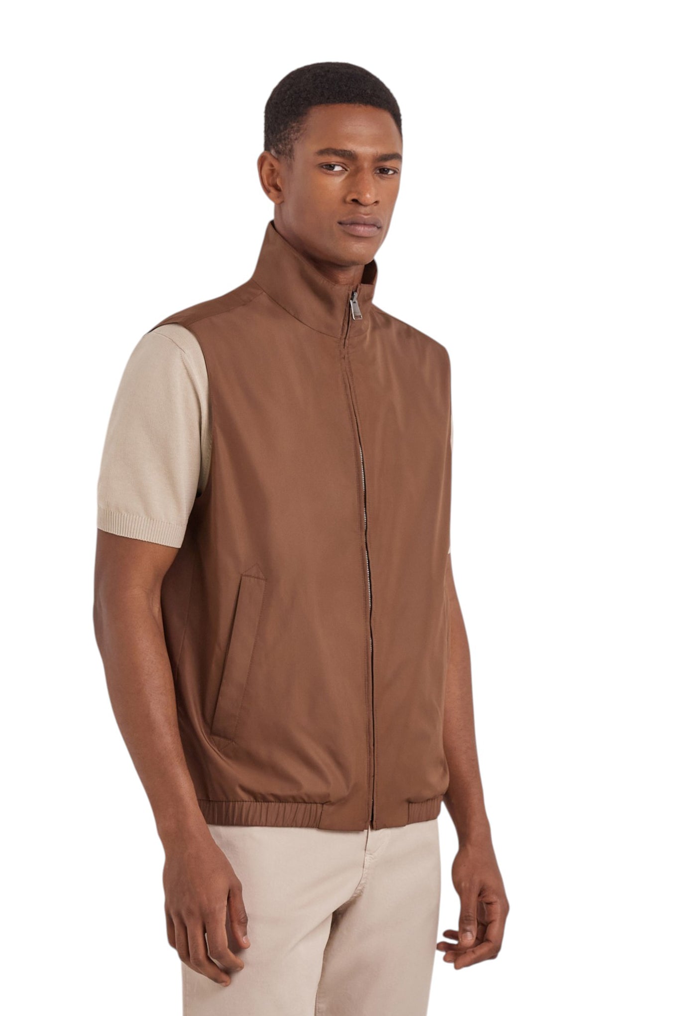Canali Nuvola burnt brown reversible vest in technical fabric with membrane