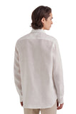 White linen regular-fit shirt with narrow pointed collar