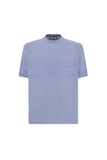 Air force blue cotton short-sleeved T-shirt with contrasting detail