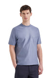 Air force blue cotton short-sleeved T-shirt with contrasting detail