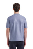 Air force blue cotton short-sleeved T-shirt with contrasting detail