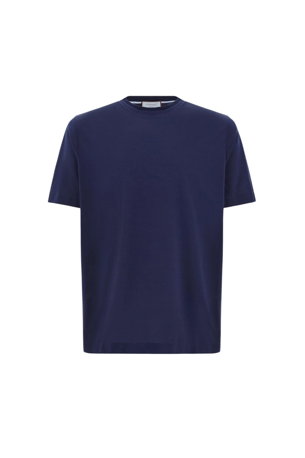 Blue lisle cotton T-shirt with double collar