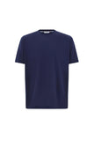 Blue lisle cotton T-shirt with double collar