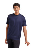 Blue lisle cotton T-shirt with double collar
