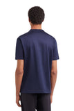 Blue lisle cotton T-shirt with double collar