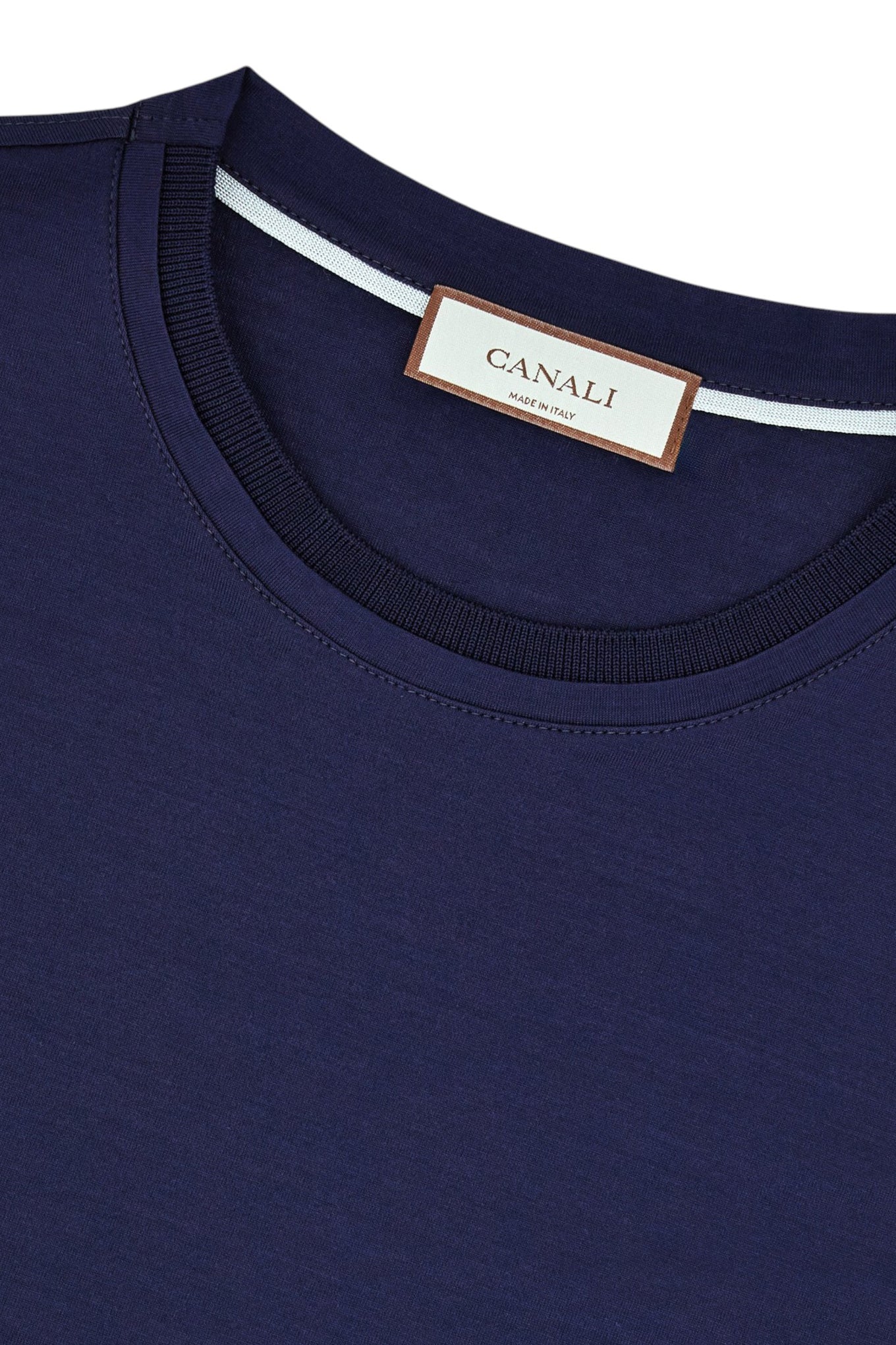 Blue lisle cotton T-shirt with double collar