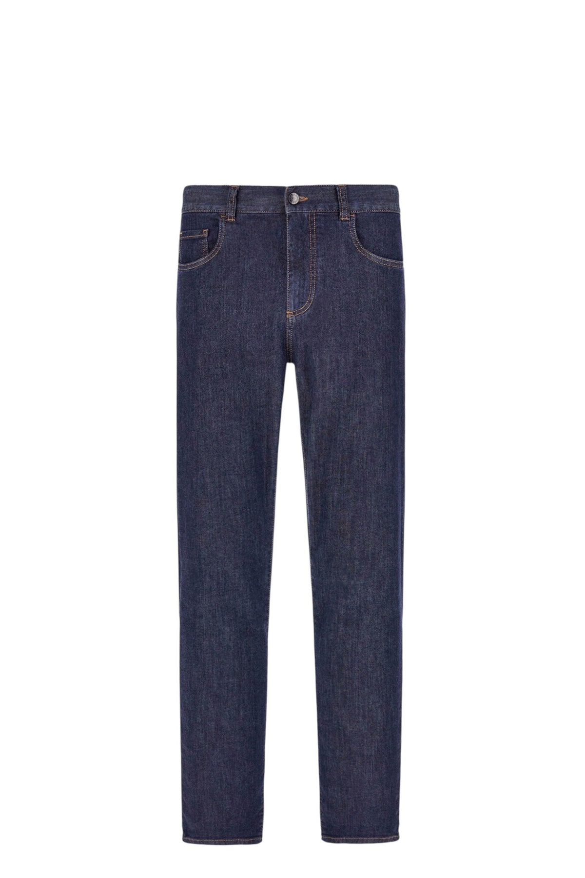 Stretch soft-touch five-pocket denim jeans in blue