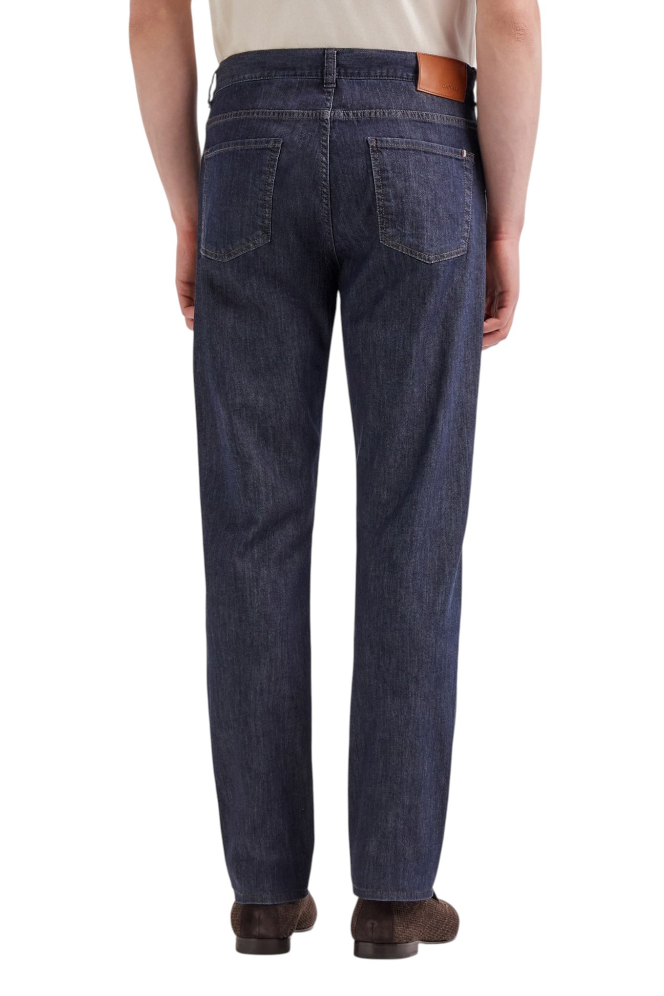 Stretch soft-touch five-pocket denim jeans in blue